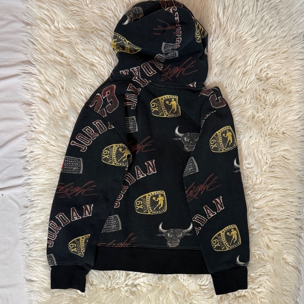 Jordan Black Crewneck Hoodie with Allover Logos - Picture 8 of 8